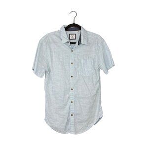 Rebel James & Charli Button Up Shirt Mens Sz M Linen Blend Collared Short Sleeve